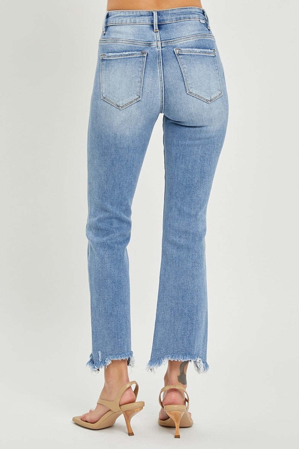 Full Size Frayed Hem Cropped Straight Jeans