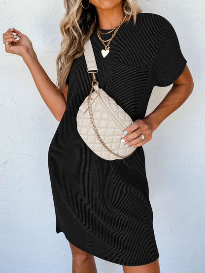 Round Neck Short Sleeve Mini Dress