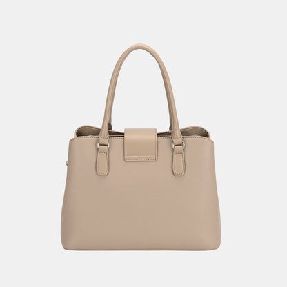 PU Leather Twist-Lock Tote Bag