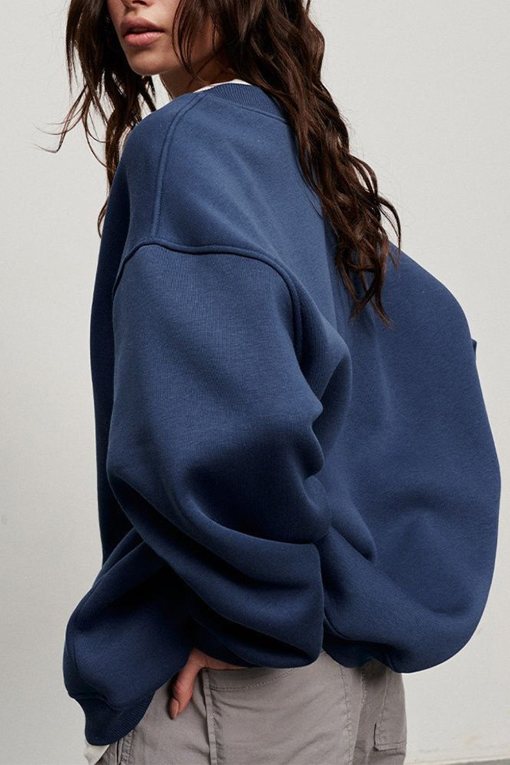 Oversize Round Neck Dropped Shoulder Sweatshirt