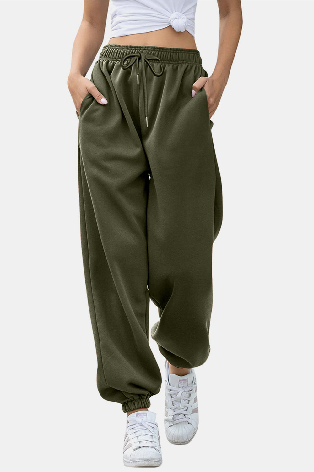 Elastic Waist Joggers with Pockets