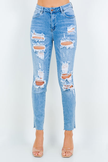 High Waist Destroyed Jeans