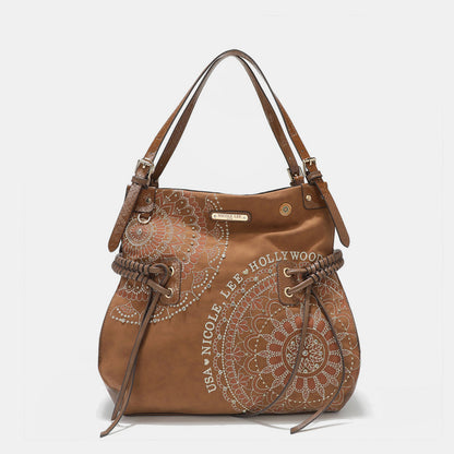 Side Braided Tassel Inlaid Rhinestone Embroidery Hobo Bag