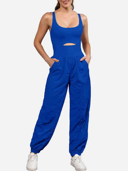 Cutout Scoop Neck Wide Strap Jumpsuit