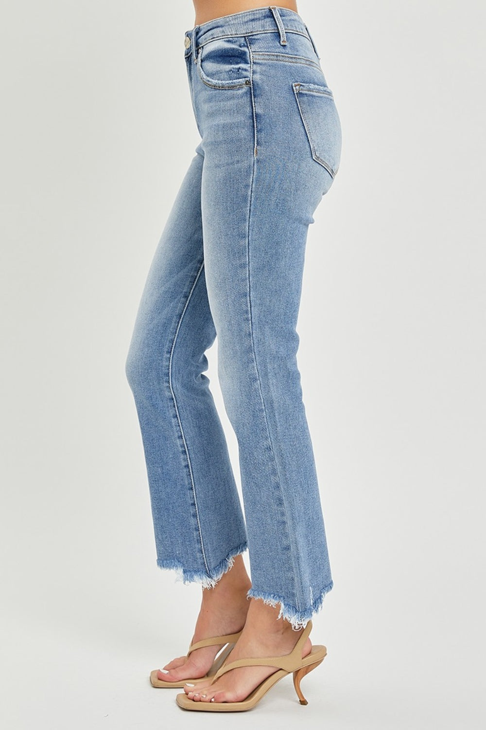 Full Size Frayed Hem Cropped Straight Jeans