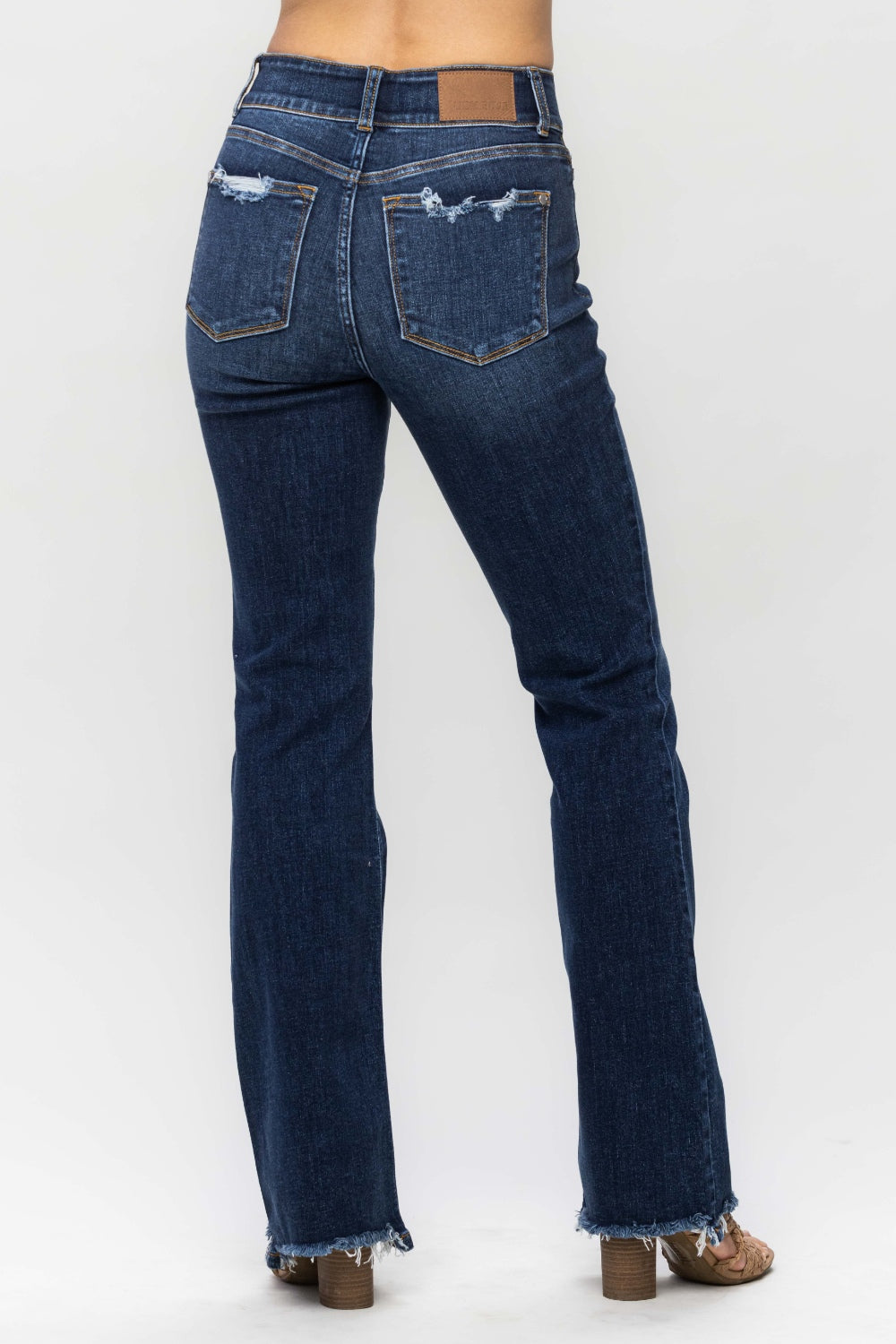 Full Size Frayed Hem Bootcut Jeans