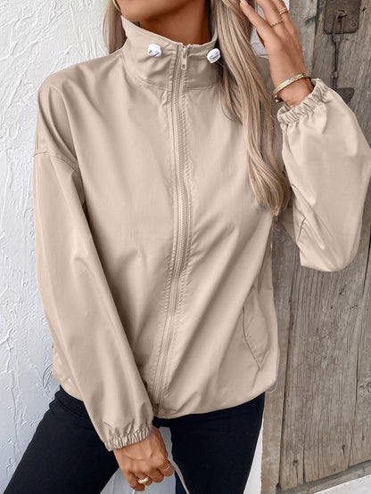 Pocketed Zip Up Long Sleeve Jacket