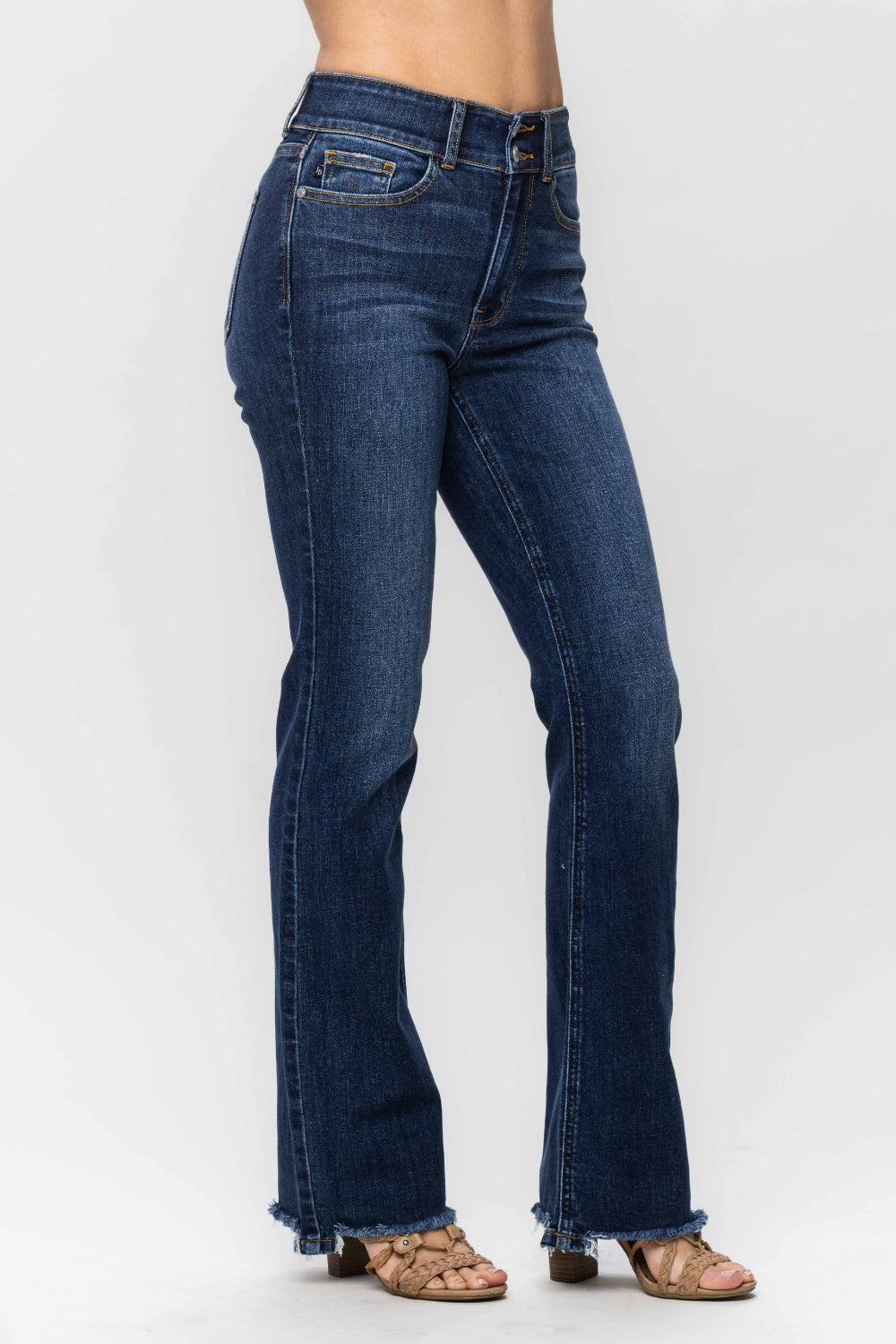 Full Size Frayed Hem Bootcut Jeans