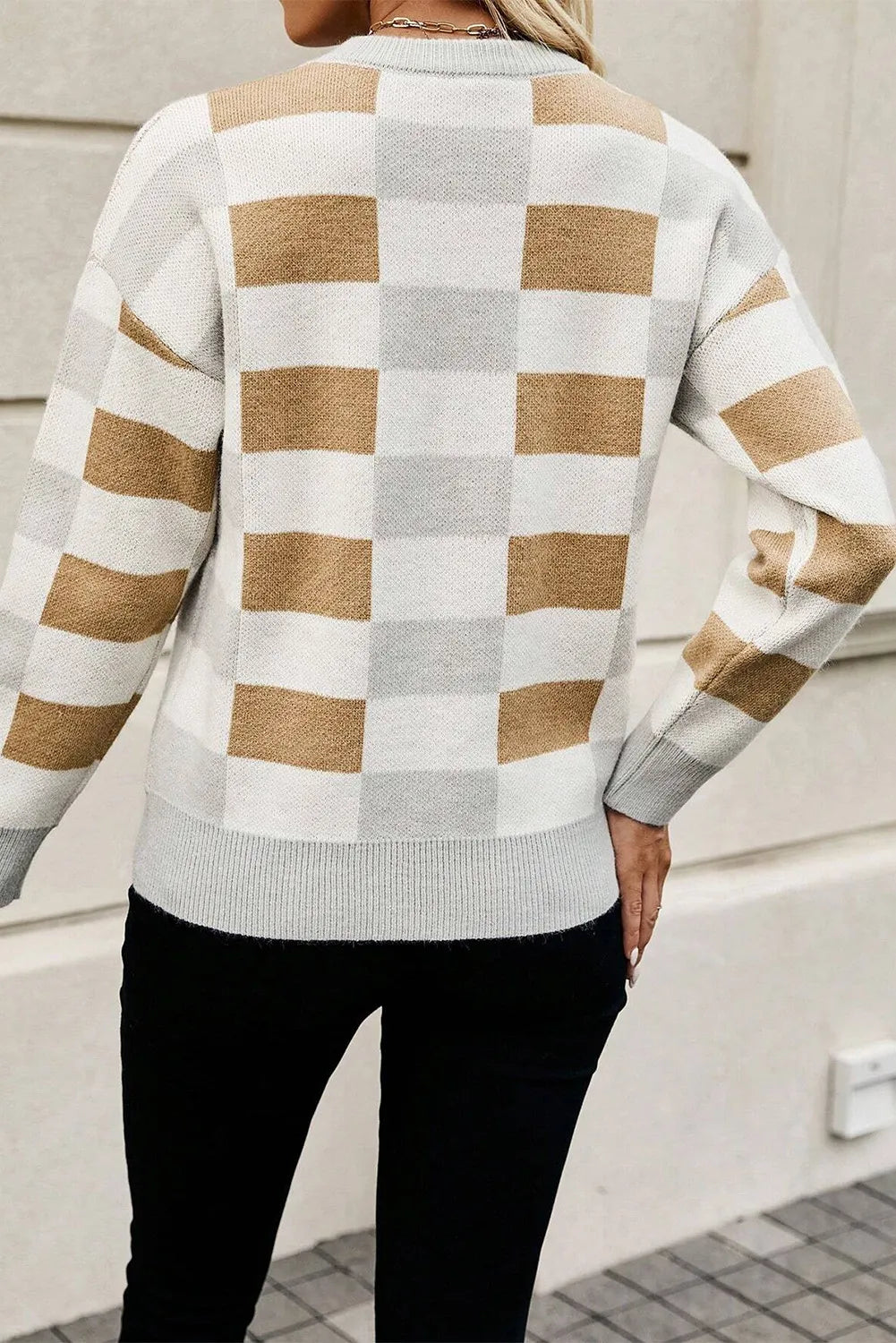 Maxson Clothing -  Color Block Round Neck Sweater