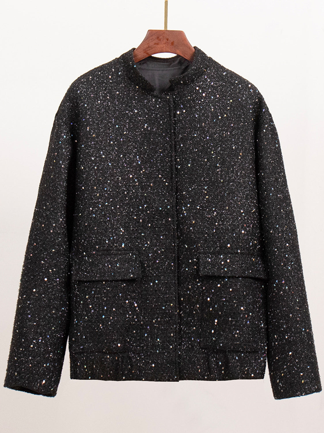 Maxson Clothing -  Sequin Detail Pocketed Long Sleeve Jacket