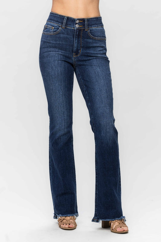 Full Size Frayed Hem Bootcut Jeans