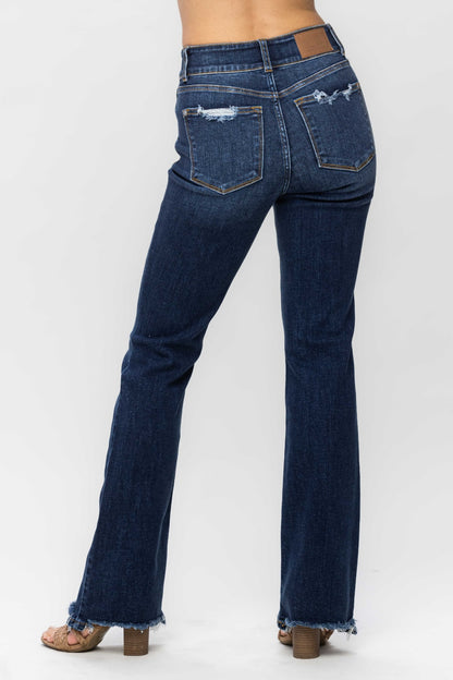 Full Size Frayed Hem Bootcut Jeans