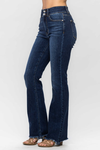 Full Size Frayed Hem Bootcut Jeans