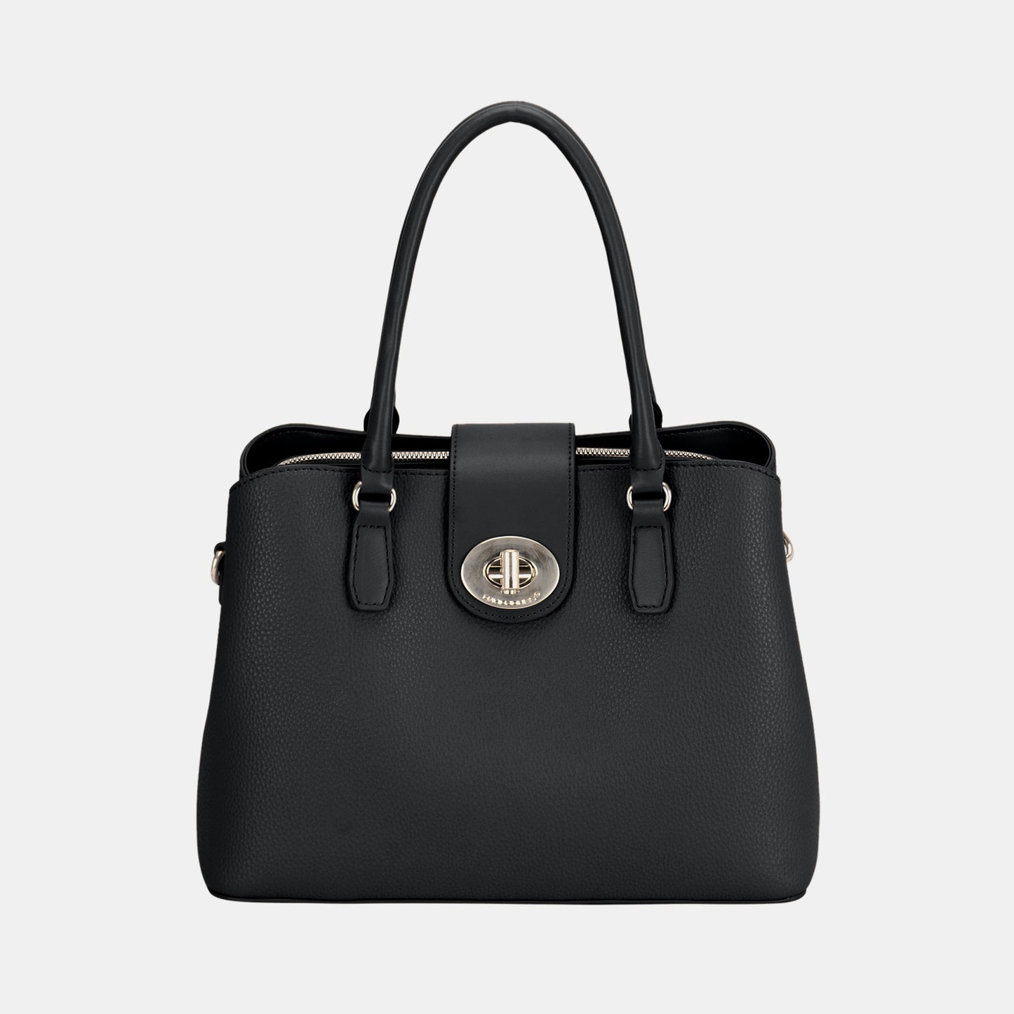 PU Leather Twist-Lock Tote Bag