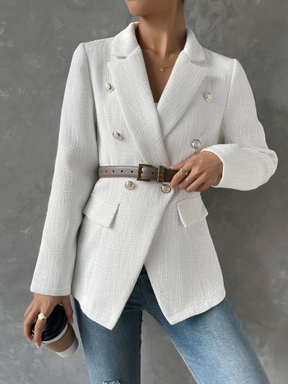 Lapel Collar Long Sleeve Blazer with Pockets