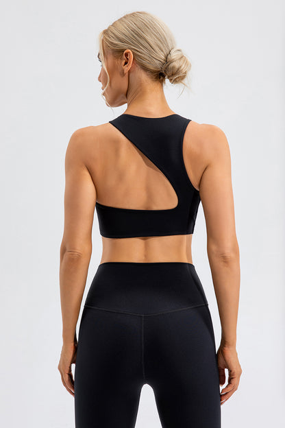 Round Neck Cutout Cropped Active Tank