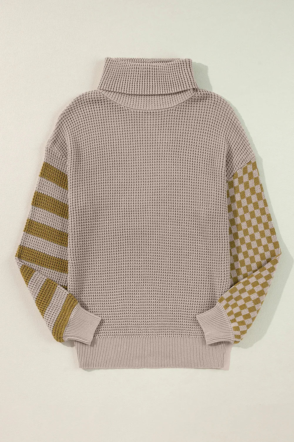 Maxson Clothing - Checkered Striped Turtleneck Long Sleeve Sweater