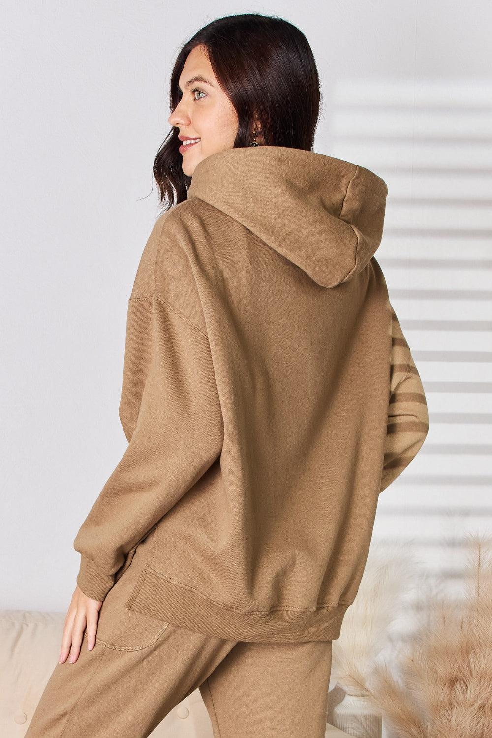 Drawstring Drop Shoulder Long Sleeve Hoodie