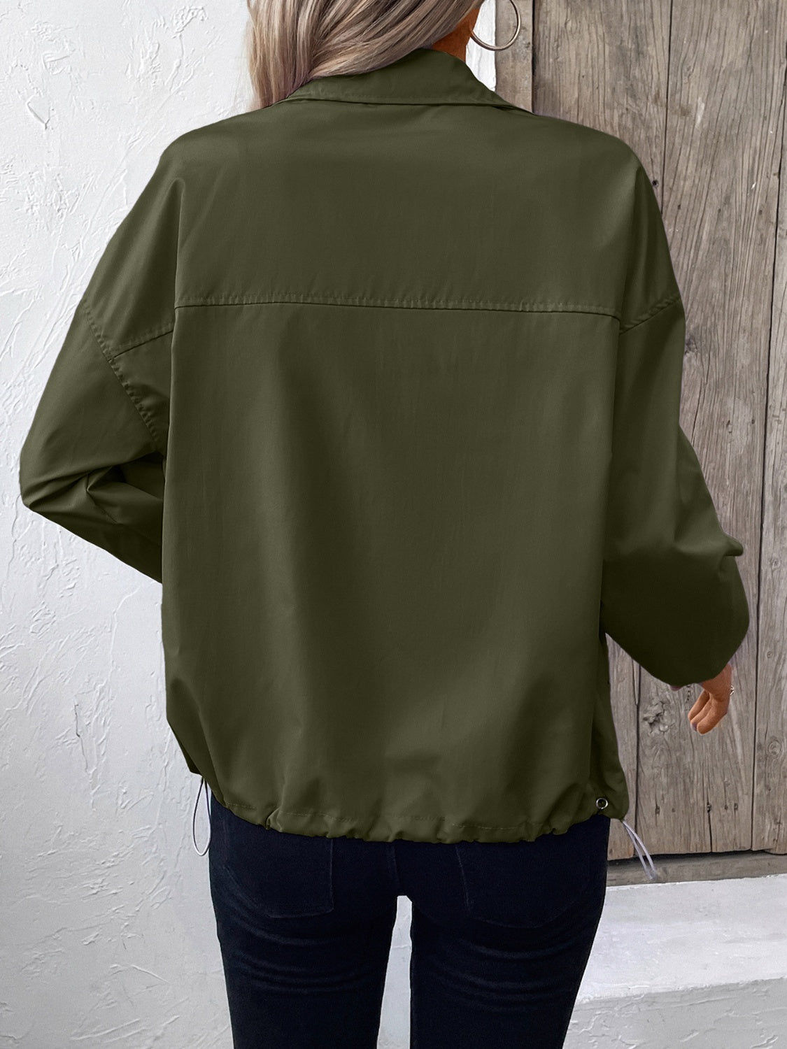 Pocketed Zip Up Long Sleeve Jacket