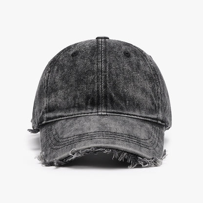 Raw Hem Adjustable Cotton Baseball Cap