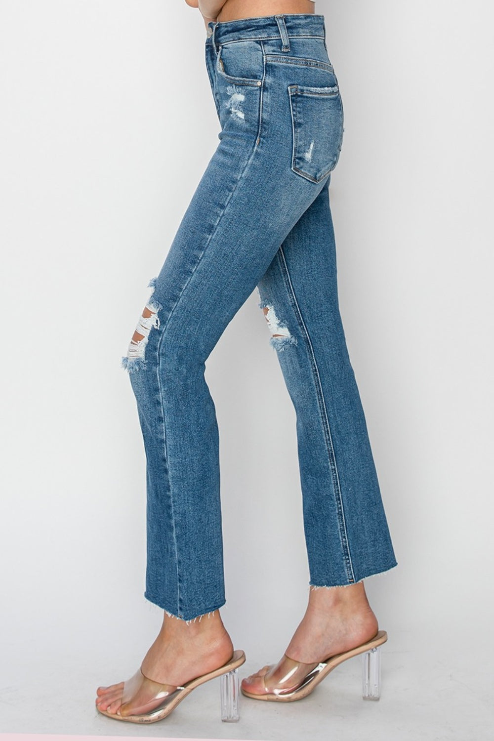 High Rise Distressed Ankle Jeans