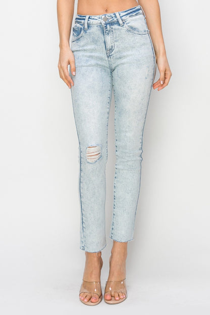 Full Size High Rise Distressed Skinny Jeans