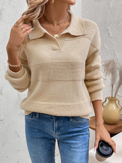 Johnny Collar Dropped Shoulder Sweater