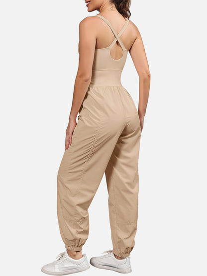 Cutout Scoop Neck Wide Strap Jumpsuit