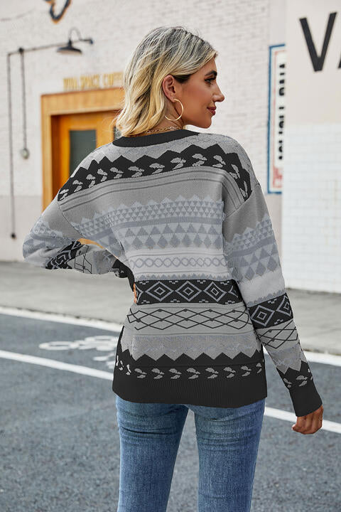 Round Neck Drop Shoulder Sweater