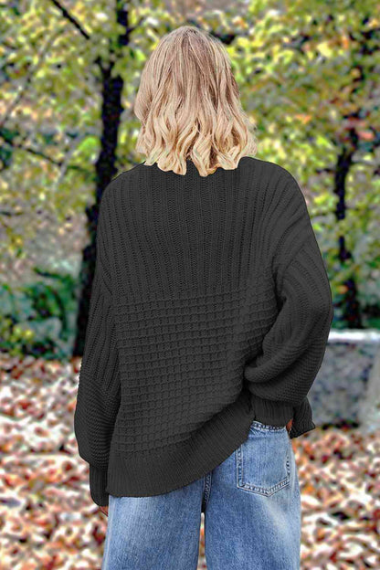 Round Neck Lantern Sleeve Sweater