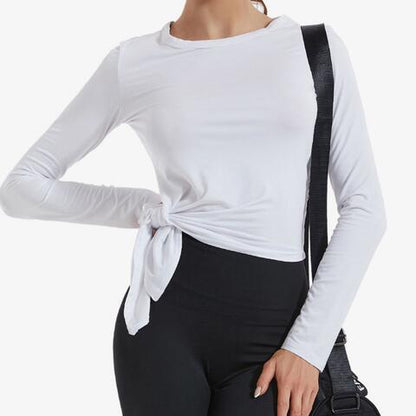 Asymmetrical Round Neck Long Sleeve Sports Top