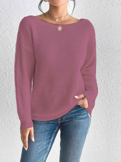 Boat Neck Drop Shoulder Sweater