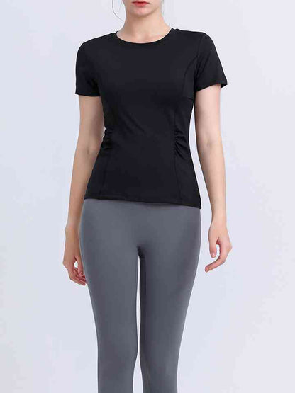 Round Neck Short Sleeve Active Top