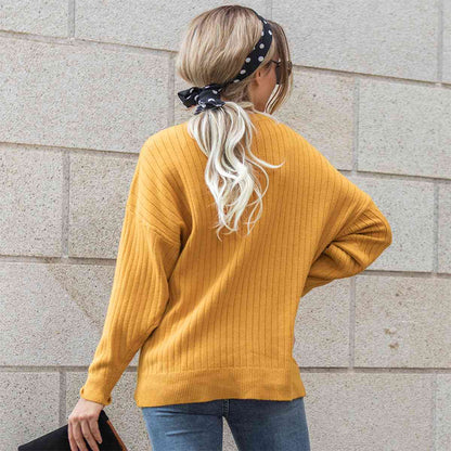 Round Neck Dropped Shoulder Sweater