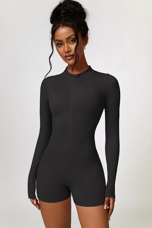 Half Zip Long Sleeve Active Romper