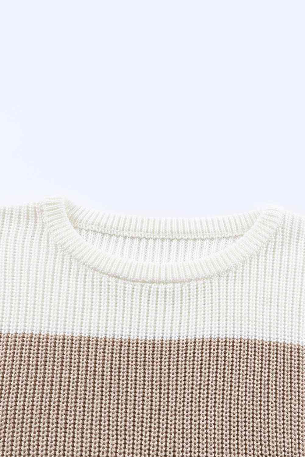 Color Block Round Neck Sweater