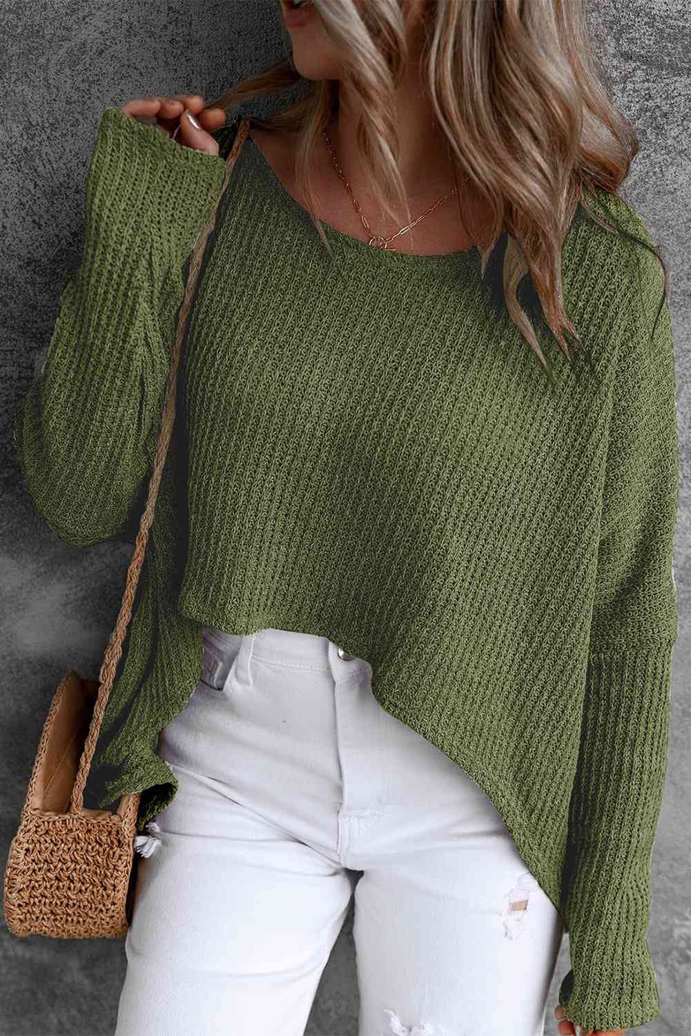 Round Neck High-Low Sweater