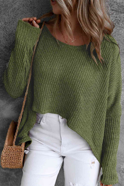 Round Neck High-Low Sweater