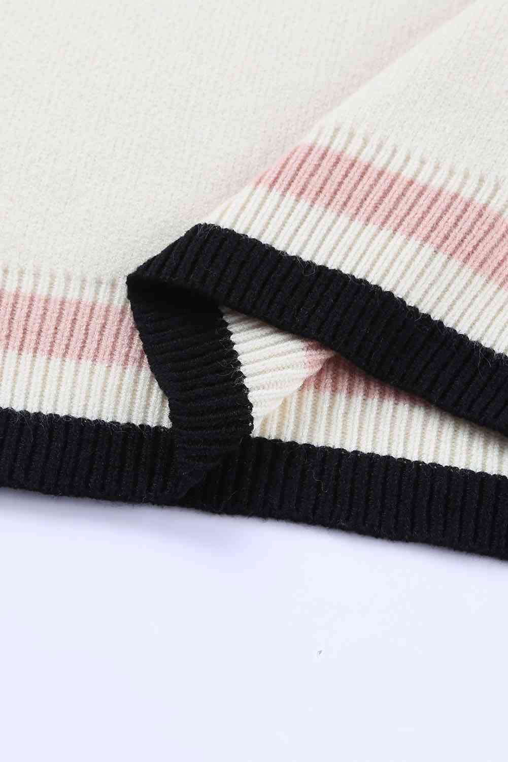 Round Neck Ribbed Trim Sweater