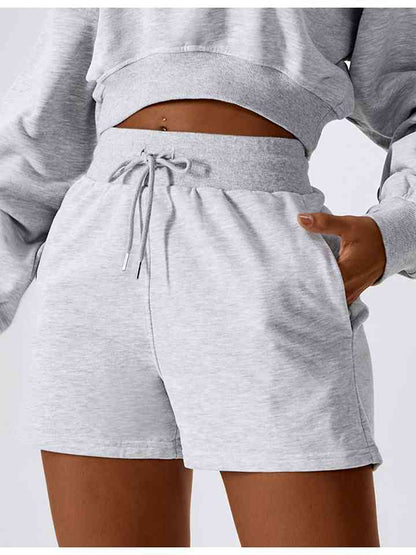 Drawstring Smocked Waist Sports Shorts