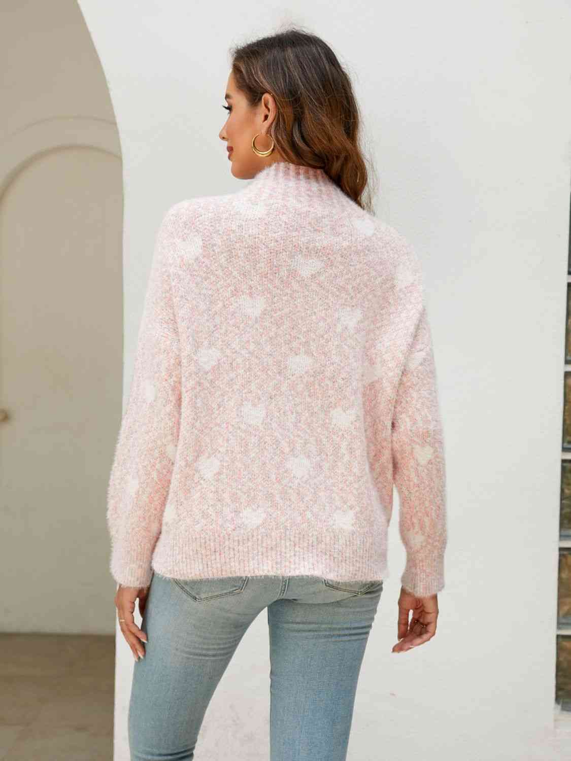 Heart Mock Neck Sweater