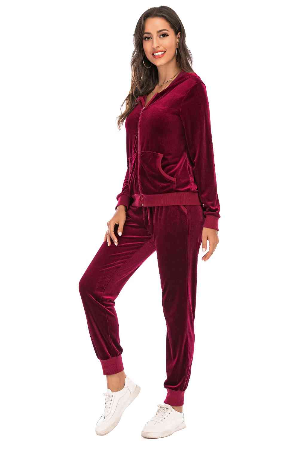 Zip-Up Hooded Jacket and Pants Set