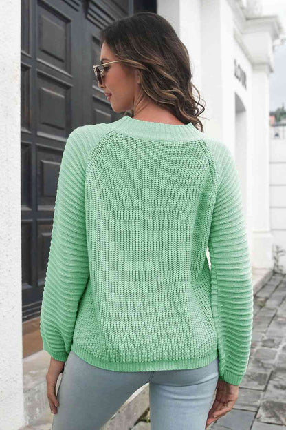 Round Neck Rib-Knit Sweater