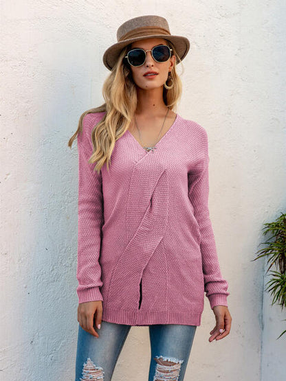 V-Neck Crisscross Detail Sweater