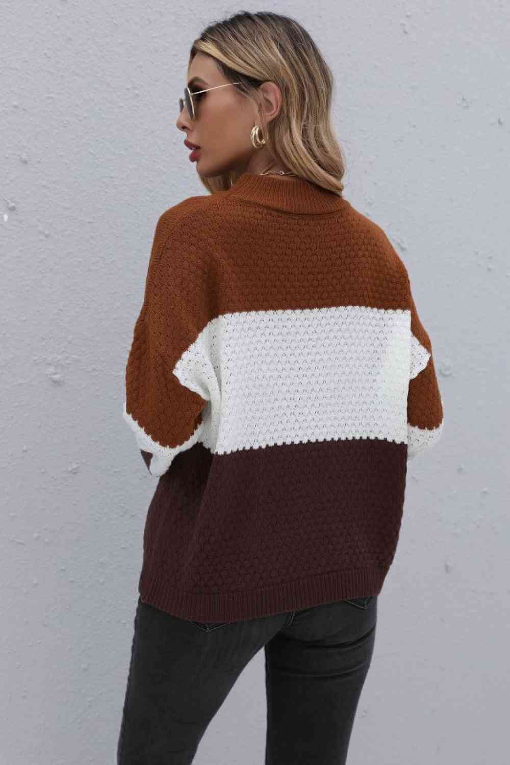 Color Block Long Sleeve Sweater