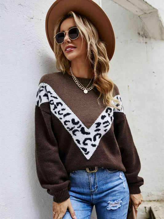 Leopard Round Neck Sweater