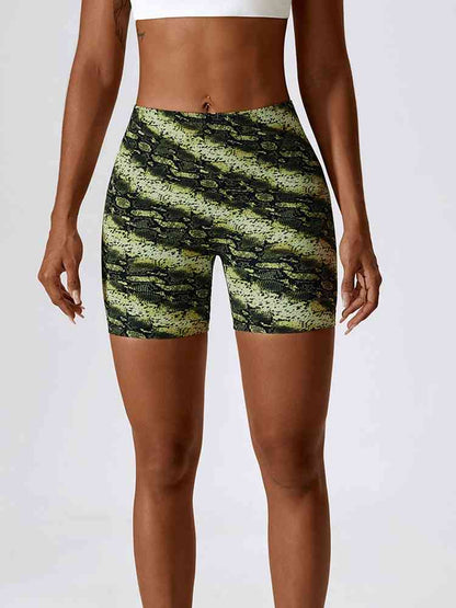 Leopard Print Wide Waistband Sports Shorts