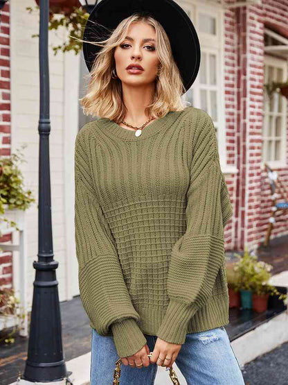 Round Neck Dropped Shoulder Sweater