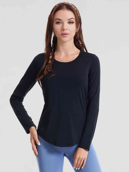 Round Neck Long Sleeve Sports Top