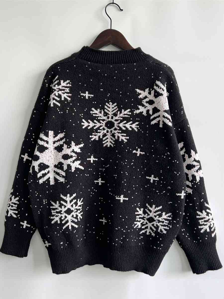 Snowflake Pattern Dropped Shoulder Sweater